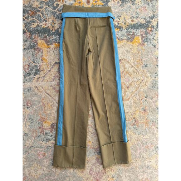 Diane Von Furstenberg Ribbon-Stripe Wide-Leg Fold-Over Pants - Picture 3 of 16